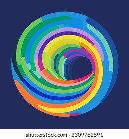 Round twisted rainbow in vector. Rainbow abstraction colored stylish