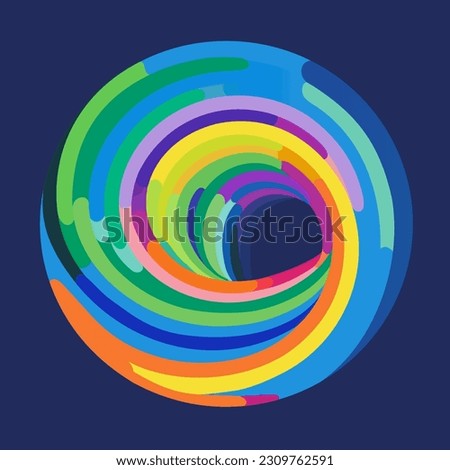 Round twisted rainbow in vector. Rainbow abstraction colored stylish
