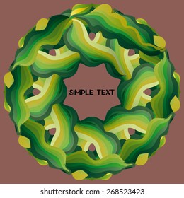 Round twisting frame from seaweed that surrounds the text on a red background.