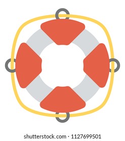 A round tyre tube with four hooks used for guarding in water depicts lifebuoy tube.