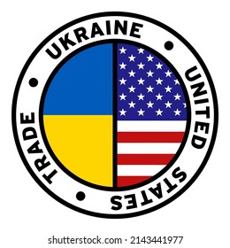 Round Ukraine United States Trade Flag Clipart