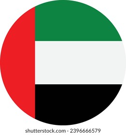 Round United Arab Emirates flag vector isolated on white background . Round national flag of UAE