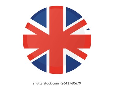 Round United kingdom Flag Icon – United kingdom Flag Circular Vector Badge with Standard Colors and National Symbol. Circle Flag Icon of United kingdom, Button Badge Icon.

