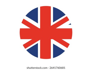 Round United kingdom Flag Icon – United kingdom Flag Circular Vector Badge with Standard Colors and National Symbol. Circle Flag Icon of United kingdom, Button Badge Icon.
