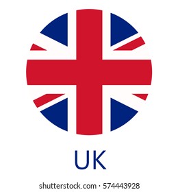 Round United Kingdom Flag Vector Icon Isolated, United Kingdom Flag Button