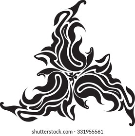 Round; unusual; asymmetrical decorative element - lace mandala in zentangle style. Stylized vector flower for design or tattoo.