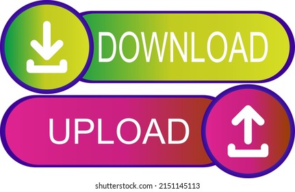 Round upload and download icon, vector button for websites and internet applications, music, video and data