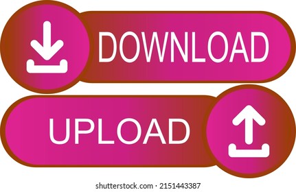 Round upload and download icon, vector button for websites and internet applications, music, video and data