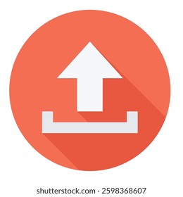 Round upload icon symbolizing data transfer, file sharing, and cloud storage.