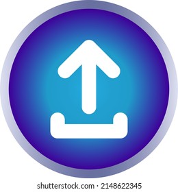 Round upload icon, vector button for websites and internet applications, music, video and data