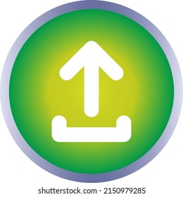 Round upload icon, vector button for websites and internet applications, music, video and data