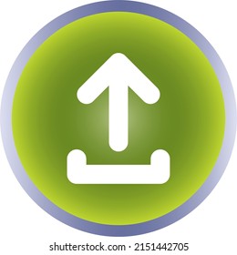Round upload icon, vector button for websites and internet applications, music, video and data