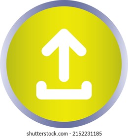 Round upload icon, vector button for websites and internet applications, music, video and data