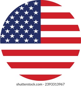 Round USA flag . USA button flag vector isolated on white background