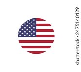 Round USA flag emblem design element