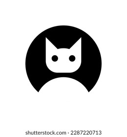 Round user avatar icon with the head and face of a cat. 