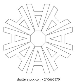 Round vector alphabet Mandala. Traditional orient symbol. Print