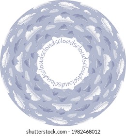 Round vector background from sketches various clouds in the sky