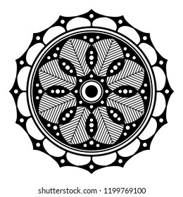 Round vector black and white Mandala for a New Year greeting card. Can be used for phone case print, etc. Islam, Arabic, Pakistan, Moroccan, Turkish, Indian, Spain motifs. Vector illustration EPS10