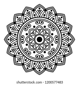 Round vector black and white Mandala for a New Year greeting card. Can be used for phone case print, etc. Islam, Arabic, Pakistan, Moroccan, Turkish, Indian, Spain motifs. Vector illustration EPS10