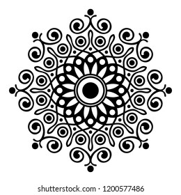Round vector black and white Mandala for a New Year greeting card. Can be used for phone case print, etc. Islam, Arabic, Pakistan, Moroccan, Turkish, Indian, Spain motifs. Vector illustration EPS10