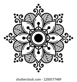 Round vector black and white Mandala for a New Year greeting card. Can be used for phone case print, etc. Islam, Arabic, Pakistan, Moroccan, Turkish, Indian, Spain motifs. Vector illustration EPS10