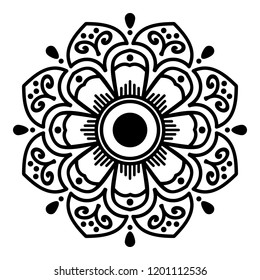 Round vector black and white Mandala for a New Year greeting card. Can be used for phone case print, etc. Islam, Arabic, Pakistan, Moroccan, Turkish, Indian, Spain motifs. Vector illustration EPS10
