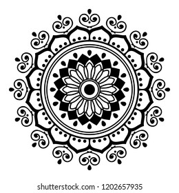 Round vector black and white Mandala for a New Year greeting card. Can be used for phone case print, etc. Islam, Arabic, Pakistan, Moroccan, Turkish, Indian, Spain motifs. Vector illustration EPS10
