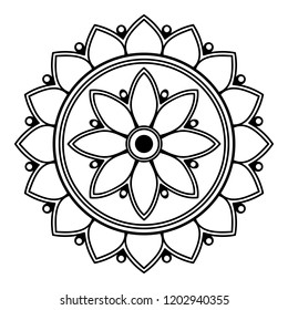 Round vector black and white Mandala for a New Year greeting card. Can be used for phone case print, etc. Islam, Arabic, Pakistan, Moroccan, Turkish, Indian, Spain motifs. Vector illustration EPS10
