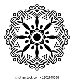 Round vector black and white Mandala for a New Year greeting card. Can be used for phone case print, etc. Islam, Arabic, Pakistan, Moroccan, Turkish, Indian, Spain motifs. Vector illustration EPS10
