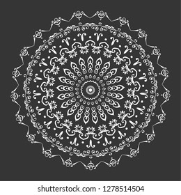 Round vector black and white Mandala for a New Year greeting card. Can be used for phone case print, etc. Islam, Arabic, Pakistan, Moroccan, Turkish, Indian, Spain motifs. Vector illustration EPS10