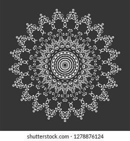 Round vector black and white Mandala for a New Year greeting card. Can be used for phone case print, etc. Islam, Arabic, Pakistan, Moroccan, Turkish, Indian, Spain motifs. Vector illustration EPS10