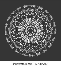 Round vector black and white Mandala for a New Year greeting card. Can be used for phone case print, etc. Islam, Arabic, Pakistan, Moroccan, Turkish, Indian, Spain motifs. Vector illustration EPS10