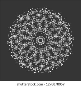 Round vector black and white Mandala for a New Year greeting card. Can be used for phone case print, etc. Islam, Arabic, Pakistan, Moroccan, Turkish, Indian, Spain motifs. Vector illustration EPS10