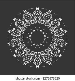 Round vector black and white Mandala for a New Year greeting card. Can be used for phone case print, etc. Islam, Arabic, Pakistan, Moroccan, Turkish, Indian, Spain motifs. Vector illustration EPS10
