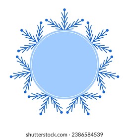Round Vector blue Christmas winter frame made of snowflakes with place for text. Perfect copyspace for decorating social networks, photos and greeting card