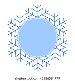 Ronda Vector azul marco de invierno de Navidad hecho de copo de nieve con lugar para texto. Espacio de copias perfecto para decorar redes sociales, fotos y tarjetas de felicitación