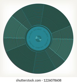 Round Vector card in the form of a vinyl record. Handmade. For music lovers. 