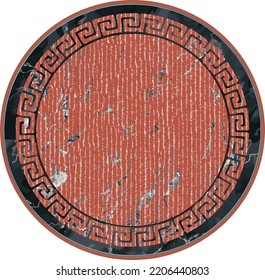 Round vector carpet, kilim print pattern or jacquard knitting design, supla, tablecloth, hat, accessory, print design. Geometric motifs line, stripes, border and marble textured . antique vintage chic