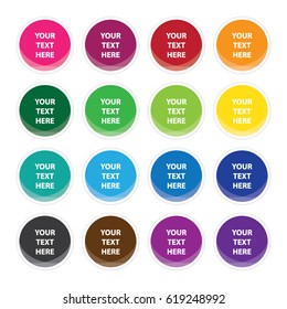 Round vector circle seals in every color with 3D gloss effect for your text on websites, presentations, or emails