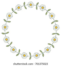 Round vector daisy wreath