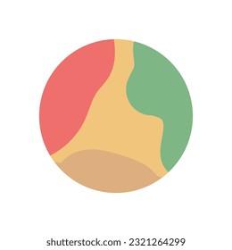 Round vector element in trendy retro colors isolated on white background. Vintage spots of red, beige and green, natural colors. Round highlighter for stories.