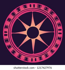 Round vector ethnic pattern.  Peruvian tribal ornaments. Decorative isolated elements.