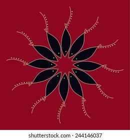 Round vector fish Mandala. Traditional orient symbol. Print
