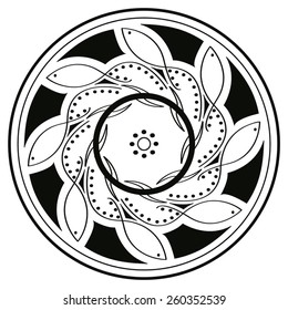 Round vector fish Mandala. Traditional orient symbol. Print