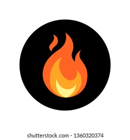 Round vector flame icon. Simple illustration of fire in flat style