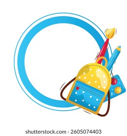 Round vector frame back to school on the white background