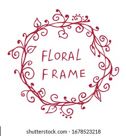 round vector frame with floral ornament