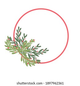 Round vector frame. Flower wreath with leaves for wedding and holiday. Elements for the design. Isolated