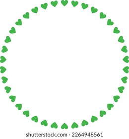 round vector frame with hearts - green colored circle banner